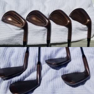 Copper plated mizuno mp-60 RH 3-pw DG s300s with gp mcc +4 red/black grips 