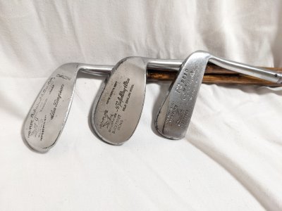 Full set (10) of Spalding Hickory Clubs