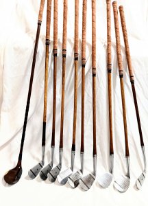 Full set (10) of Spalding Hickory Clubs