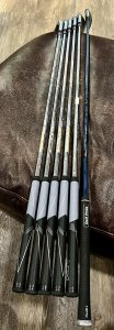 Srixon ZX7 PW-8 iron ZX5 6-7 iron ZXU 4 iron (5 iron loft). DG120S in ZX5/7 and Linq hybrid shaft in the ZXU. New grips. 